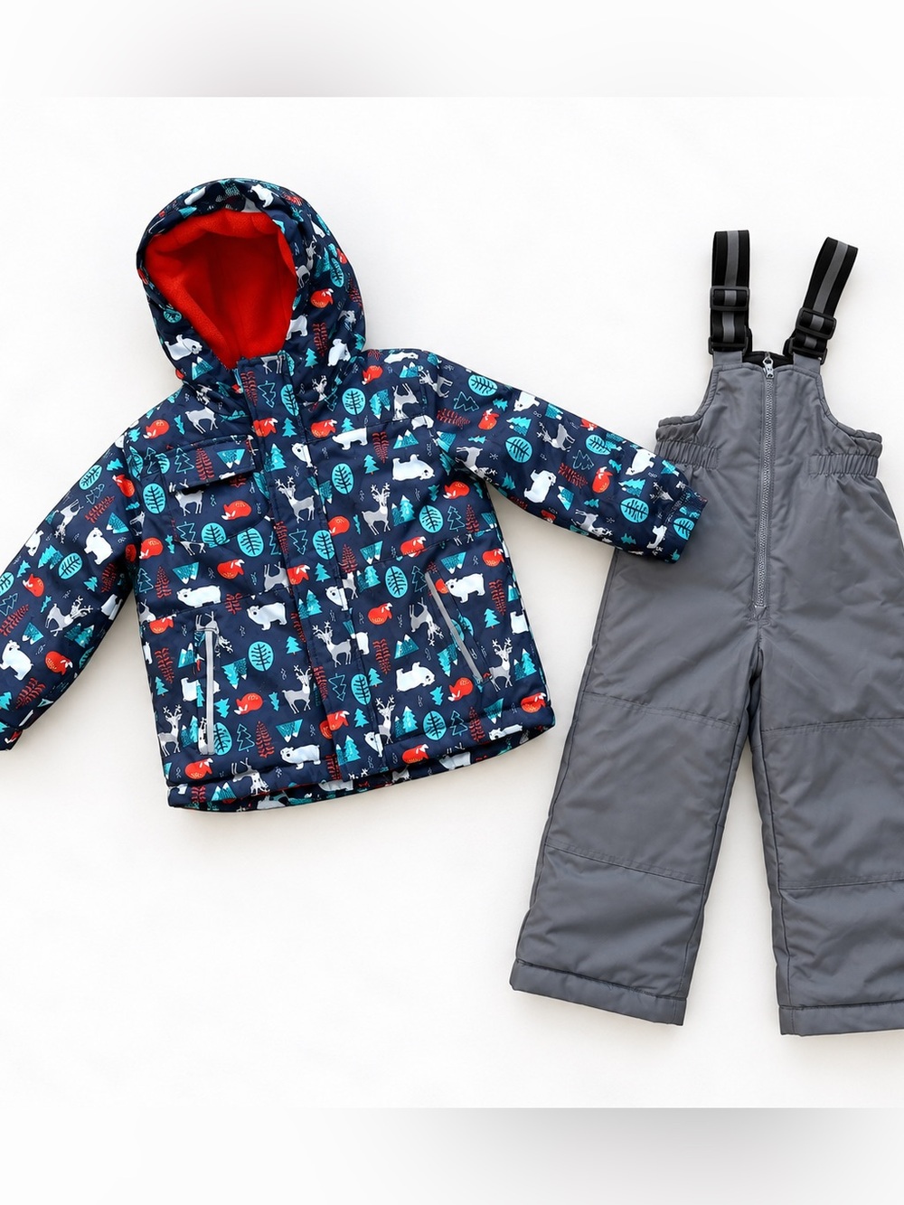 George 5T Snowsuit / Woodland Print Snow Jacket & Grey Snow Pants / Outerwear